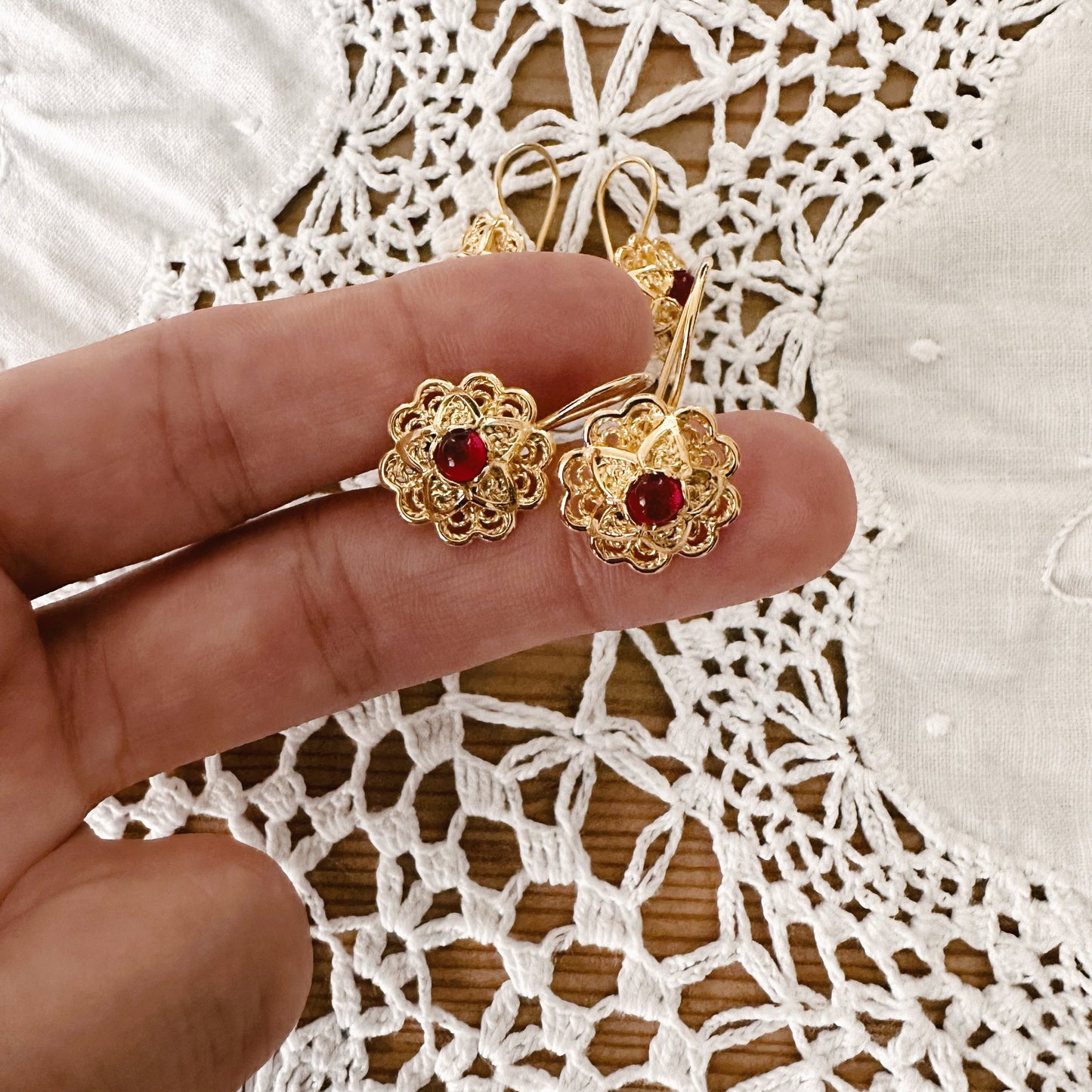 Vintage Gümüş Gül Küpe