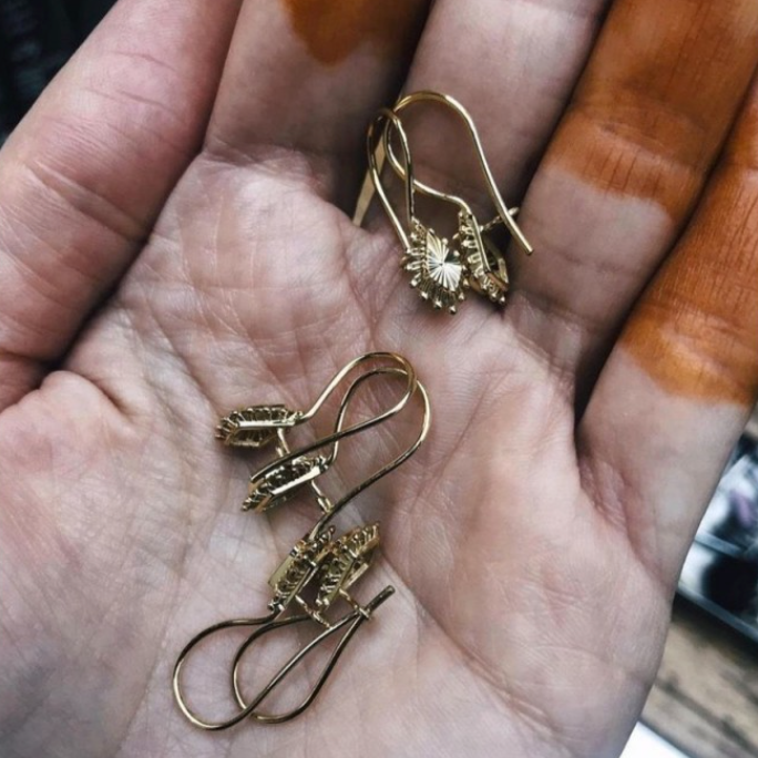 Vintage Kalemli Mekik Küpe