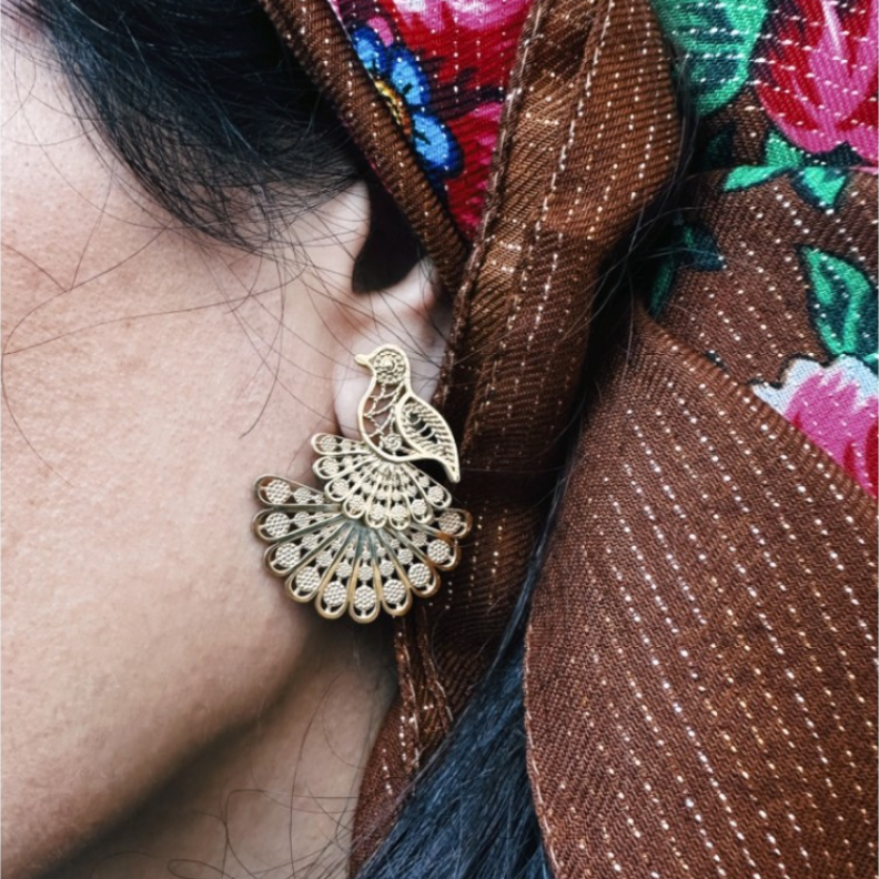 Vintage Tavus Kuşu Küpe