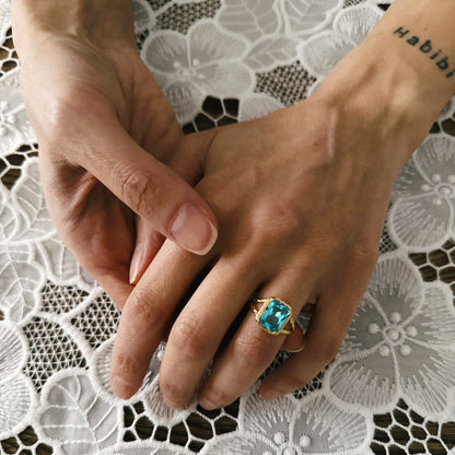Blue Topaz Vintage Yüzük