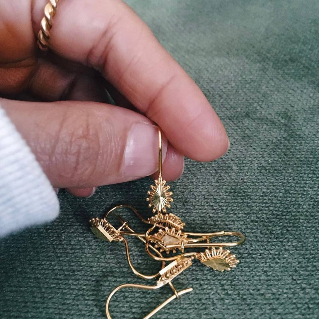 Vintage Kalemli Mekik Küpe - pirinç serisi